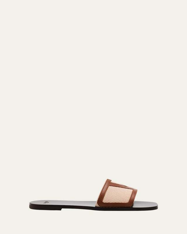 Viva VLogo Canvas Flat Slide Sandals